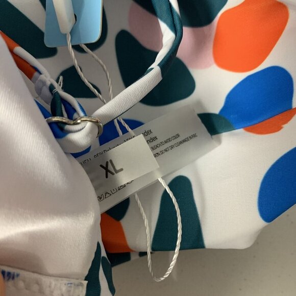 Colorful Abstract Print Bikini Top Adjustable Straps Swimwear XL NWT - Picture 3 of 5